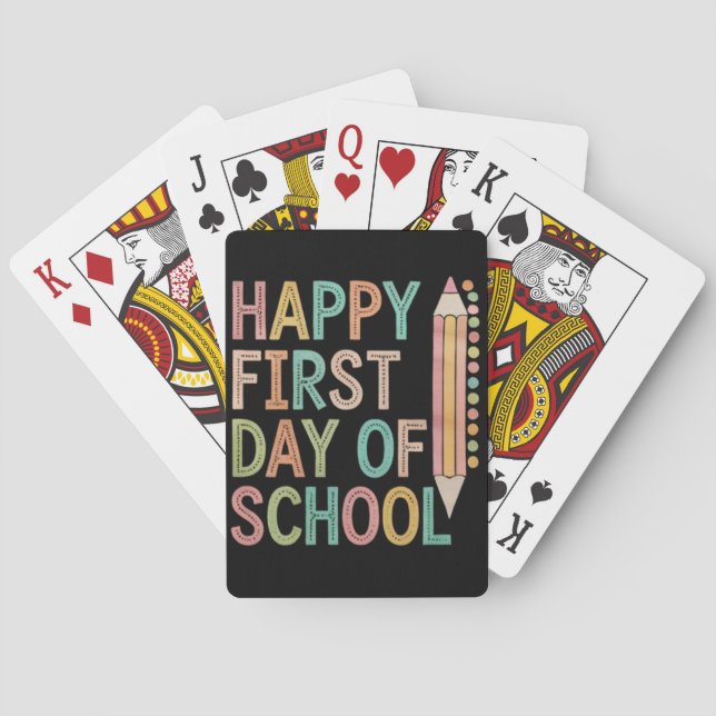 Happy First Day of School Back to School Playing Cards (Back)