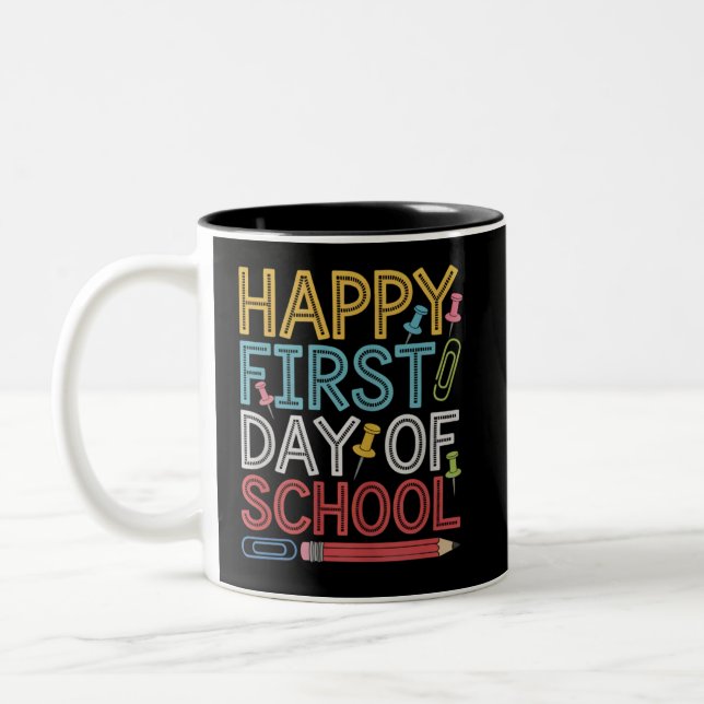 Happy First Day Of School Back To School  Two-Tone Coffee Mug (Left)