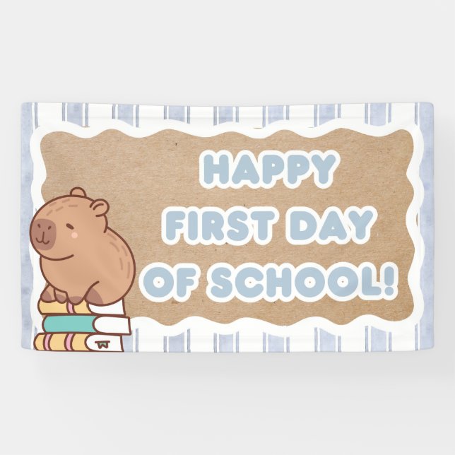 Happy First Day of School Banner Pre=K Capybara  (Horizontal)