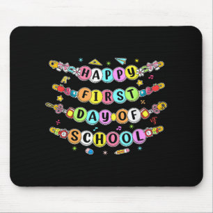 Happy First Day Of School Bracelet, Preppy Back To Mouse Pad