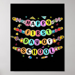 Happy First Day Of School Bracelet, Preppy Back To Poster
