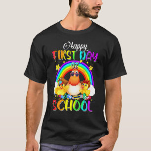 Happy First Day Of School Chickens Rainbow Back To T-Shirt