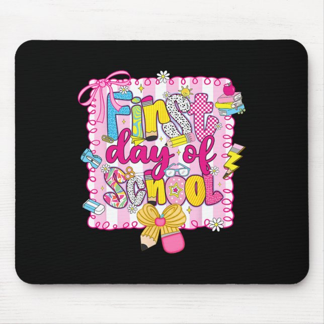 Happy First Day Of School Ck To School Pencil Bow  Mouse Pad (Front)