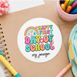 Happy First Day of School  Classic Round Sticker