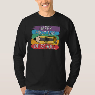Happy First Day Of School Colourful Leopard Pencil T-Shirt