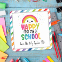 Happy first day of school custom teacher rainbow