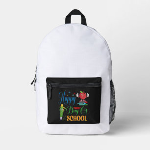 Happy First Day of School Cute Cartoon Apple Printed Backpack