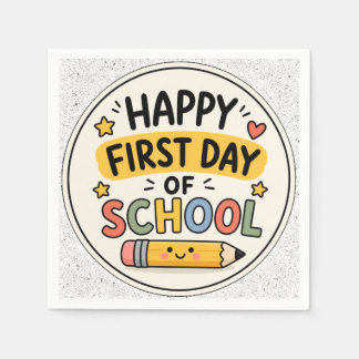 Happy First Day of School Cute Kawaii Pencil Napkin