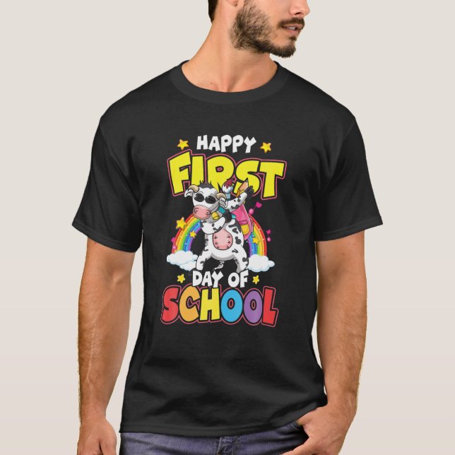 Happy First Day Of School Dabbing Cow Back To Scho T-Shirt