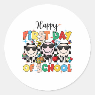 Happy First Day Of School For Boy Back To School S Classic Round Sticker