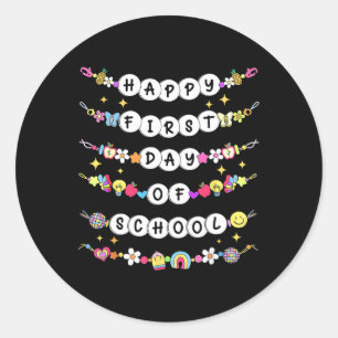 Happy First Day Of School Friendship Bracelets Tea Classic Round Sticker
