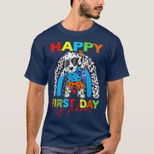 Happy First Day Of School Funny Dalmatian Dog Back T-Shirt