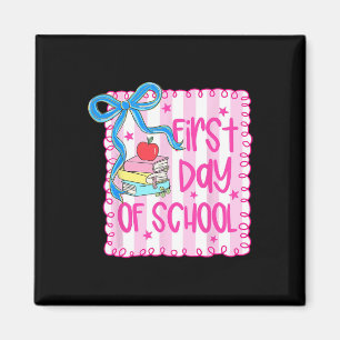 Happy First Day Of School Girly Coquette Bow Teach Magnet