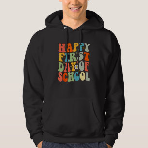 Happy First Day Of School Groovy Back To School Fl Hoodie
