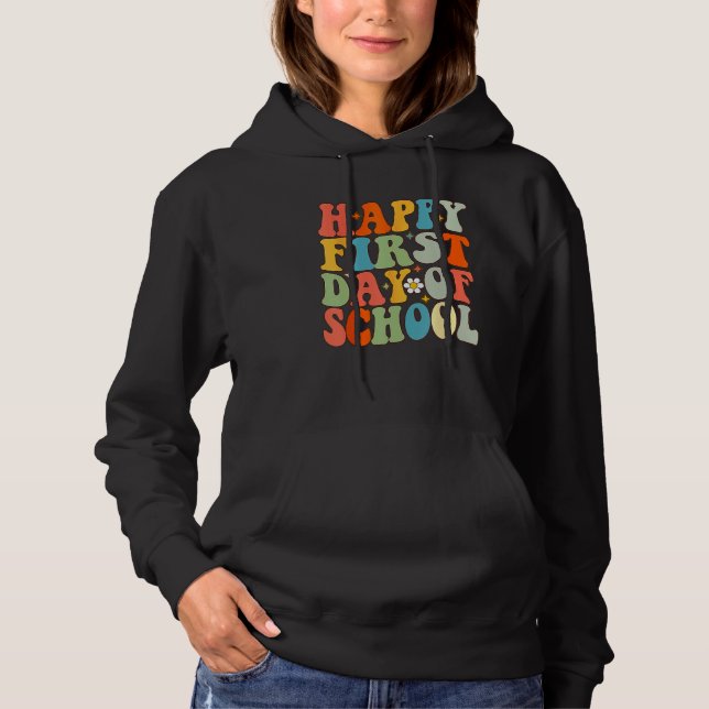 Happy First Day Of School Groovy Back To School Fl Hoodie (Front)