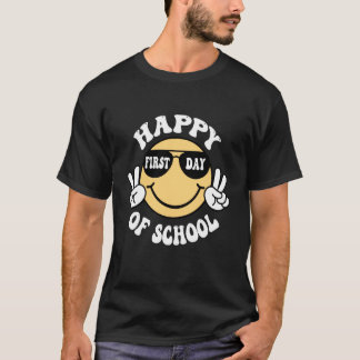 Happy First Day of School Groovy Smile Face Teache T-Shirt