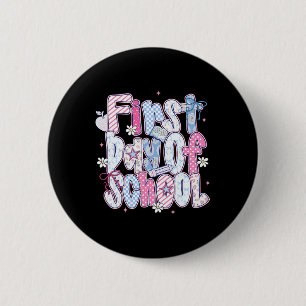 Happy First Day Of School Hello Teacher Kids Back 6 Cm Round Badge