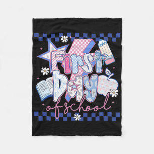 Happy First Day Of School Hello Teacher Kids Back Fleece Blanket