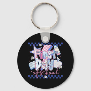 Happy First Day Of School Hello Teacher Kids Back Key Ring