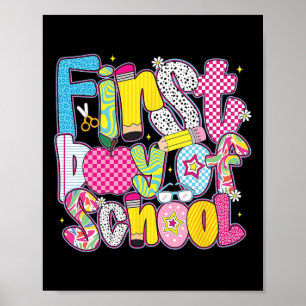 Happy First Day Of School Hello Teacher Kids Back Poster