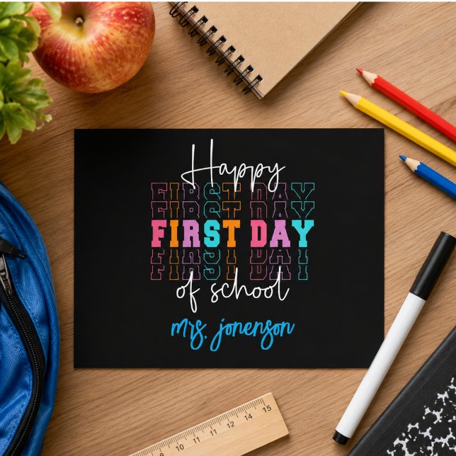Happy First Day of School  Holiday Postcard (Happy First Day of School Holiday Postcard)