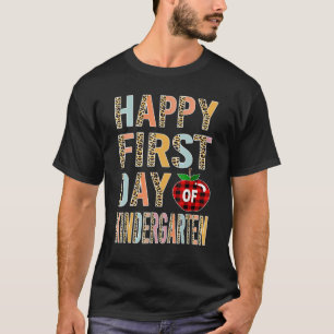 Happy First Day Of School Kindergarten Leopard Buf T-Shirt