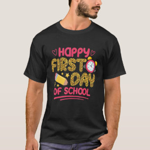 Happy First Day of School Leopard Teacher Back To T-Shirt