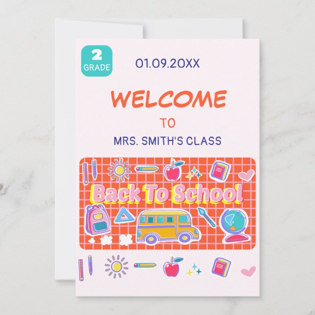 Happy First Day Of School! Message from Teacher Invitation (Front)