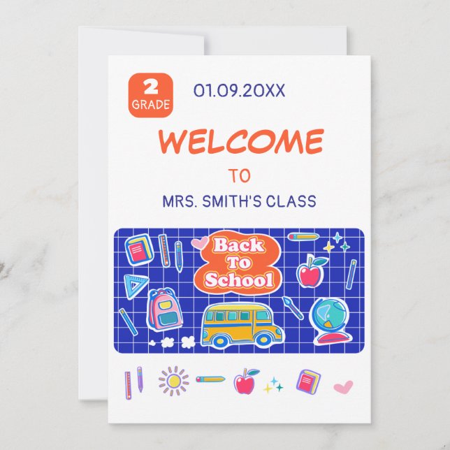 Happy First Day Of School! Message from Teacher Save The Date (Front)