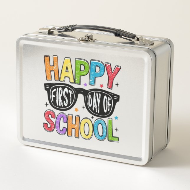 🌈📚 Happy First Day of School Metal Lunch Box (Front)