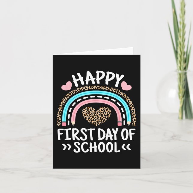 Happy First Day Of School Outfit Rainbow Teacher S Card (Front)