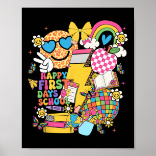 Happy First Day Of School Pencil Lightning Bolt Gr Poster