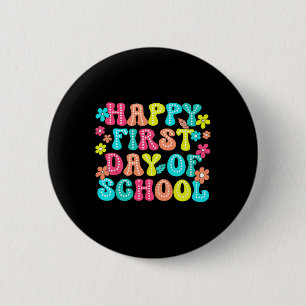 Happy First Day Of School Pencil Teacher Kids Back 6 Cm Round Badge