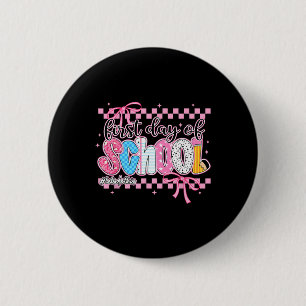 Happy First Day Of School Pencil Teacher Kids Back 6 Cm Round Badge
