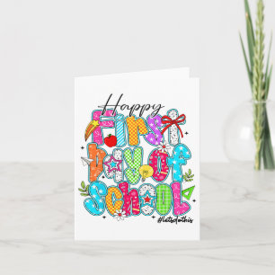 Happy First Day Of School Pencil Teacher Kids Back Card