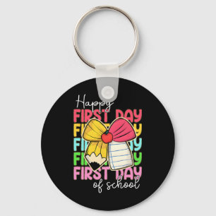 Happy First Day Of School Pencil Teacher Kids Back Key Ring