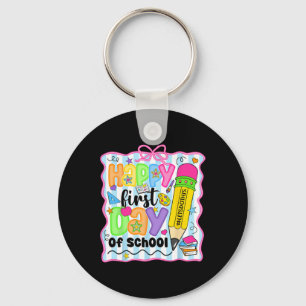 Happy First Day Of School Pencil Teacher Kids Back Key Ring