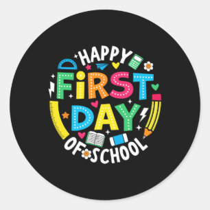 Happy First Day Of School Pencil Teacher Kids Ck T Classic Round Sticker
