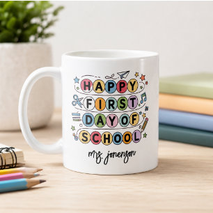 Happy First Day of School Personalised Name Coffee Mug