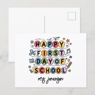 Happy First Day of School Personalised Name Holiday Postcard