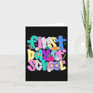 Happy First Day Of School Preppy Teacher Kids Back Card