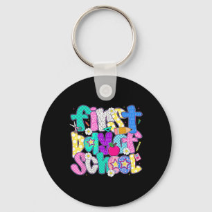 Happy First Day Of School Preppy Teacher Kids Back Key Ring