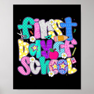 Happy First Day Of School Preppy Teacher Kids Back Poster