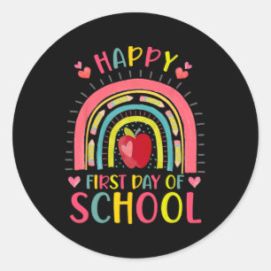 Happy First Day Of School Rainbow Teacher Back To  Classic Round Sticker