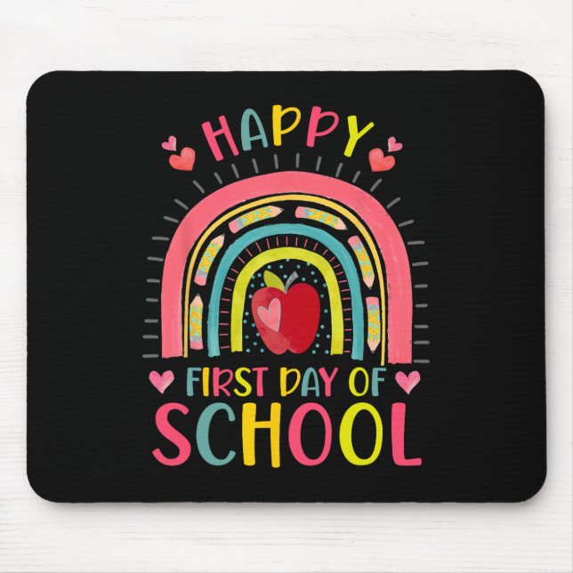 Happy First Day Of School Rainbow Teacher Back To  Mouse Pad (Front)