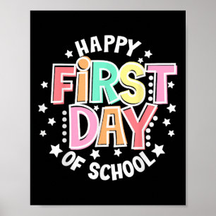 Happy First Day Of School Retro Groovy Back To Sch Poster
