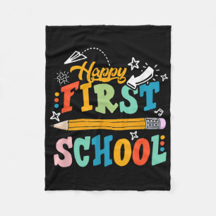 Happy First Day Of School Teacher Student Kid Back Fleece Blanket