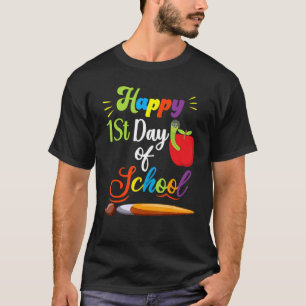 Happy First Day Of School Teacher Student Paint Br T-Shirt