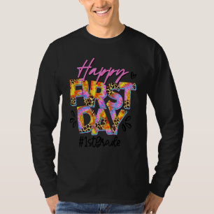 Happy First Day Of School Tie Dye Leopard 1st Grad T-Shirt
