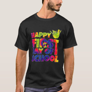 Happy First Day Of School Tie Dye Pencil Cute Teac T-Shirt